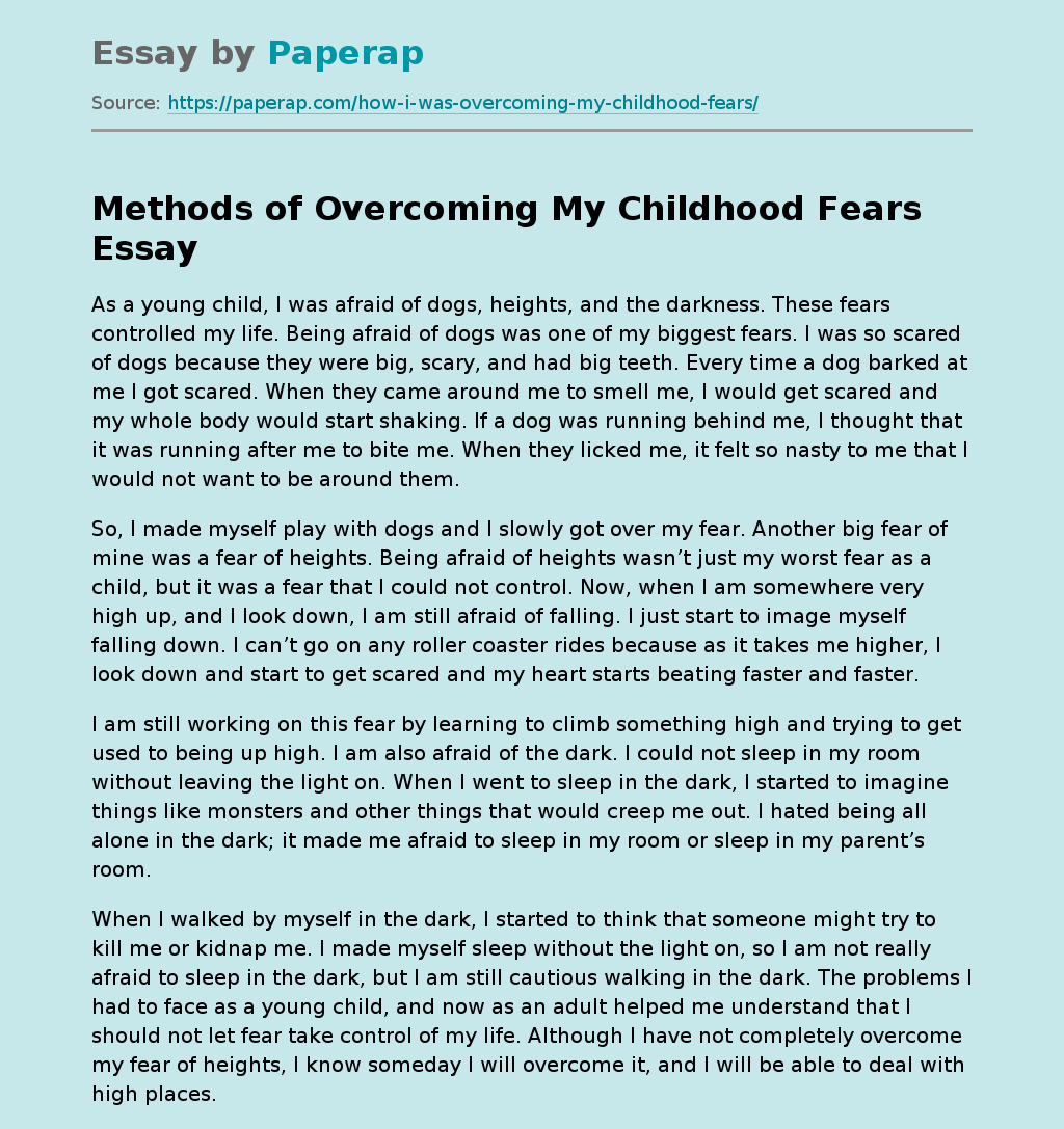 methods-of-overcoming-my-childhood-fears-free-essay-example