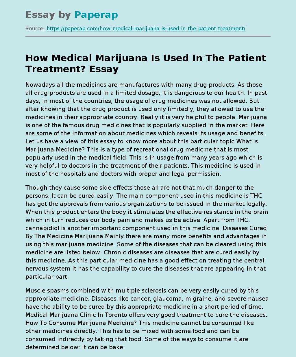 How Medical Marijuana Is Used In The Patient Treatment?