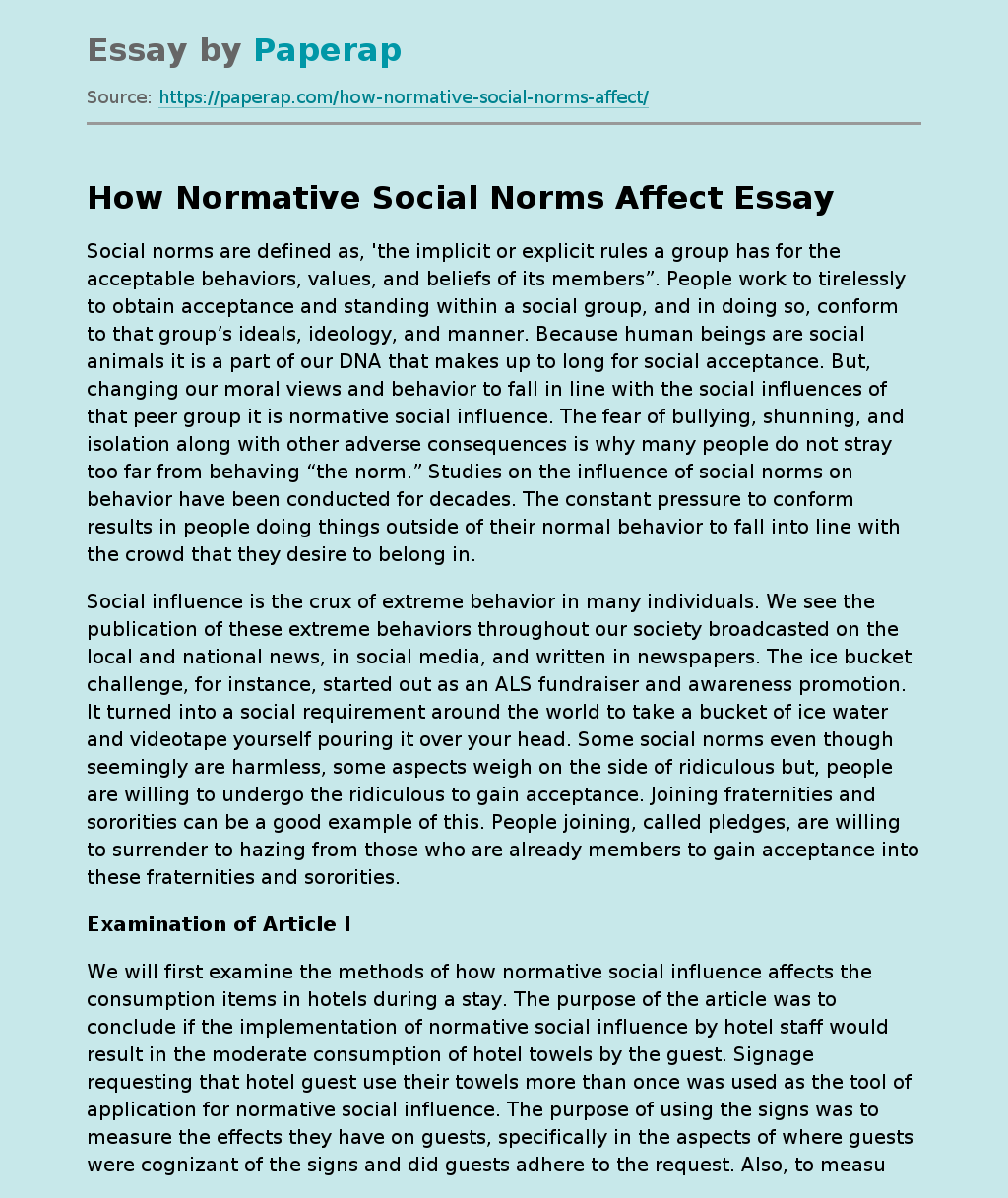 How Normative Social Norms Affect