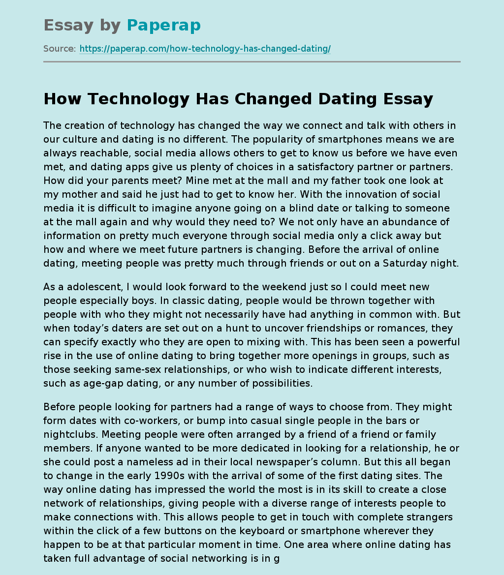 How Technology Has Changed Dating