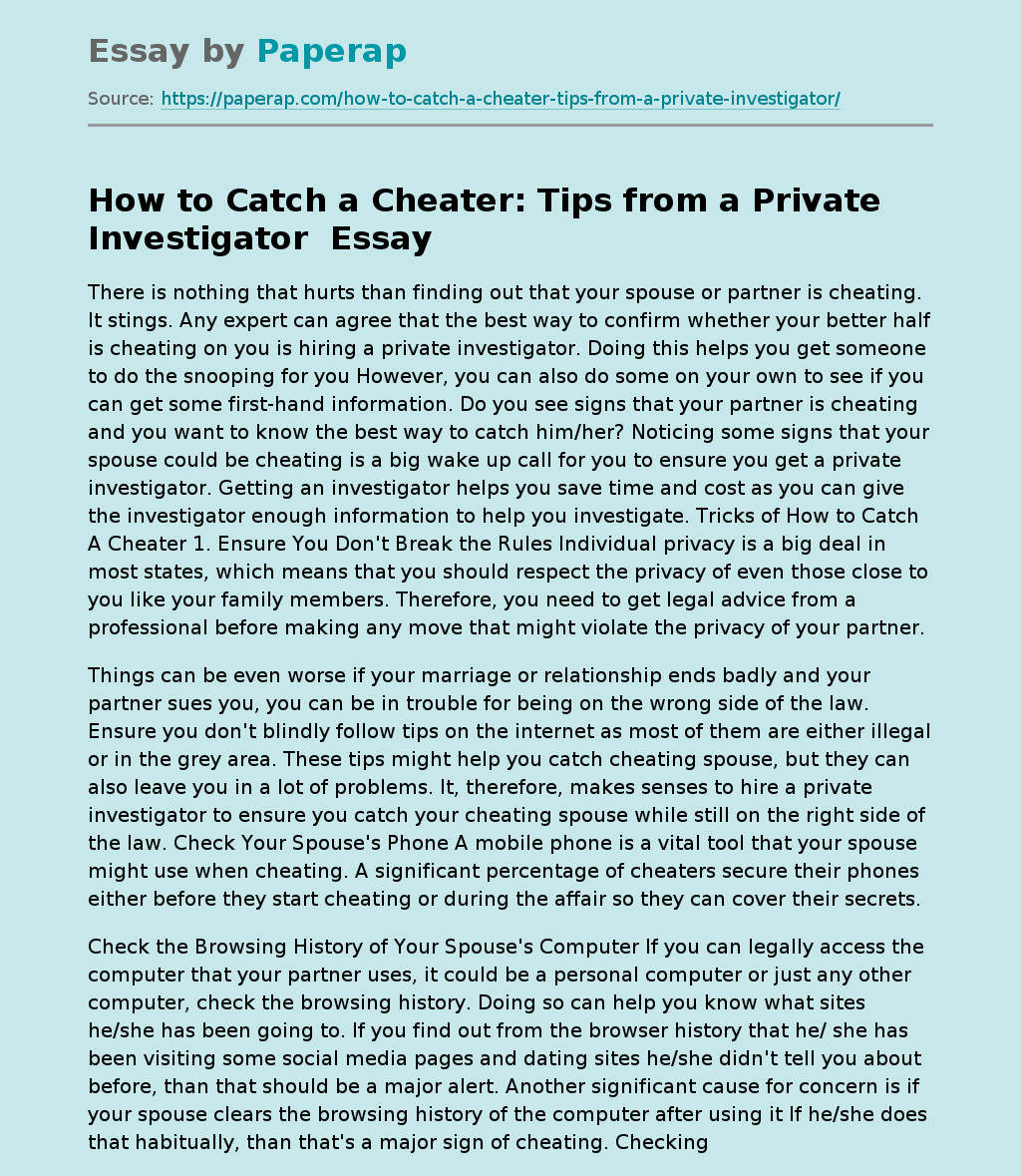 How to Catch a Cheater: Tips from a Private Investigator 