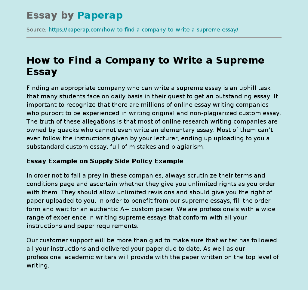How to Find a Company to Write a Supreme