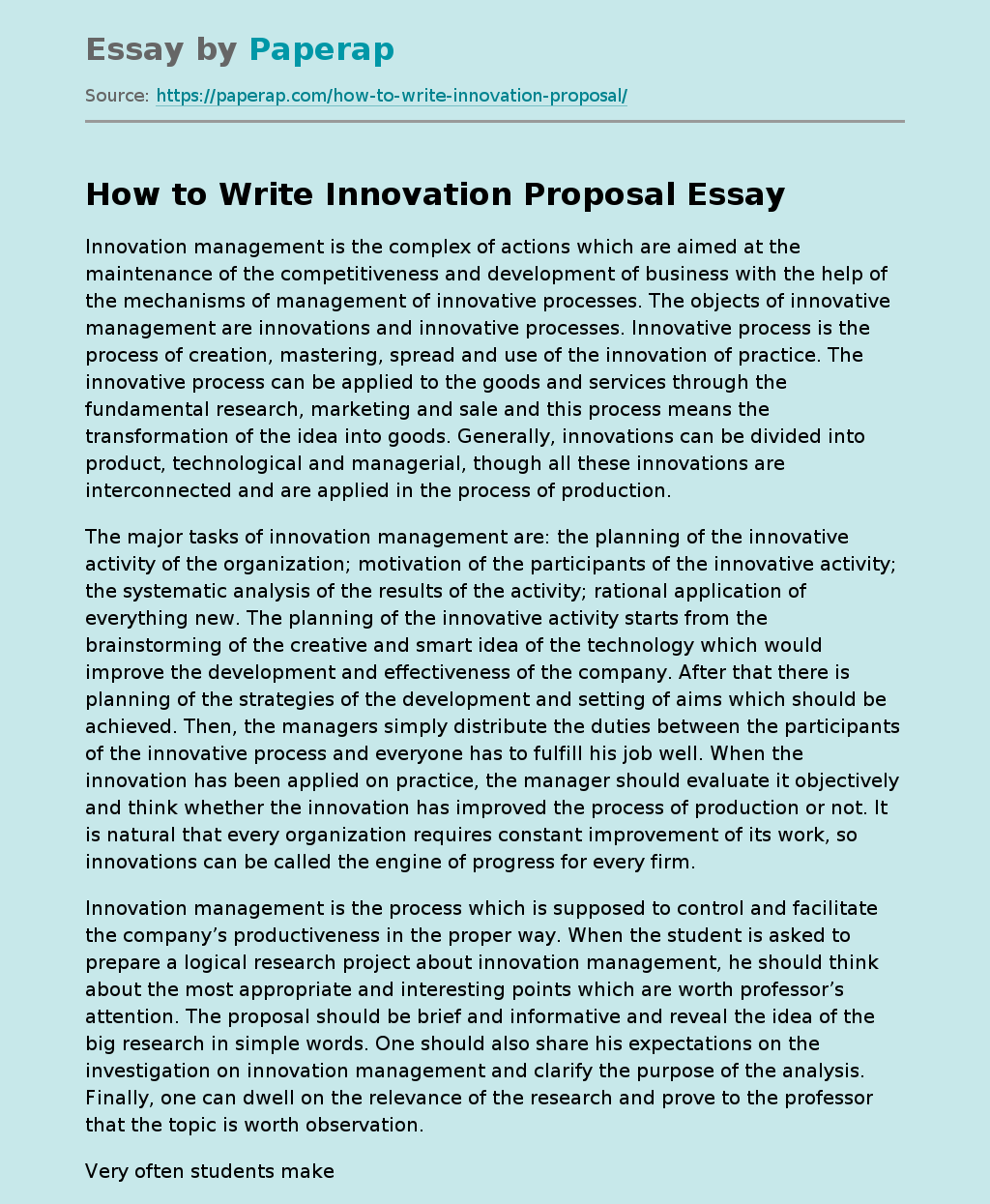 How to Write Innovation Proposal