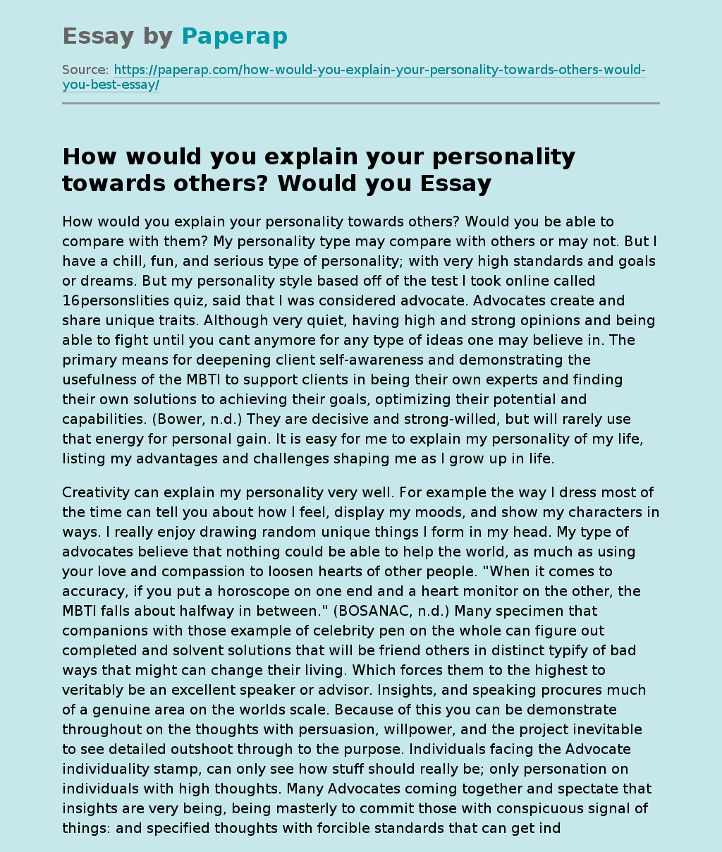 How Would You Explain Your Personality Towards Others?