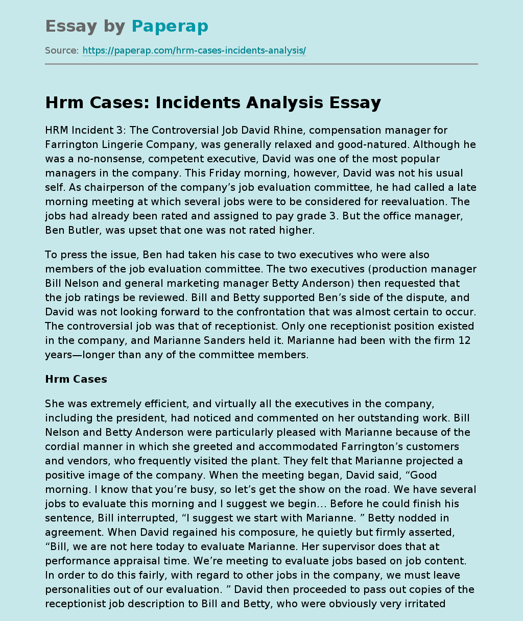 Hrm Cases: Incidents Analysis