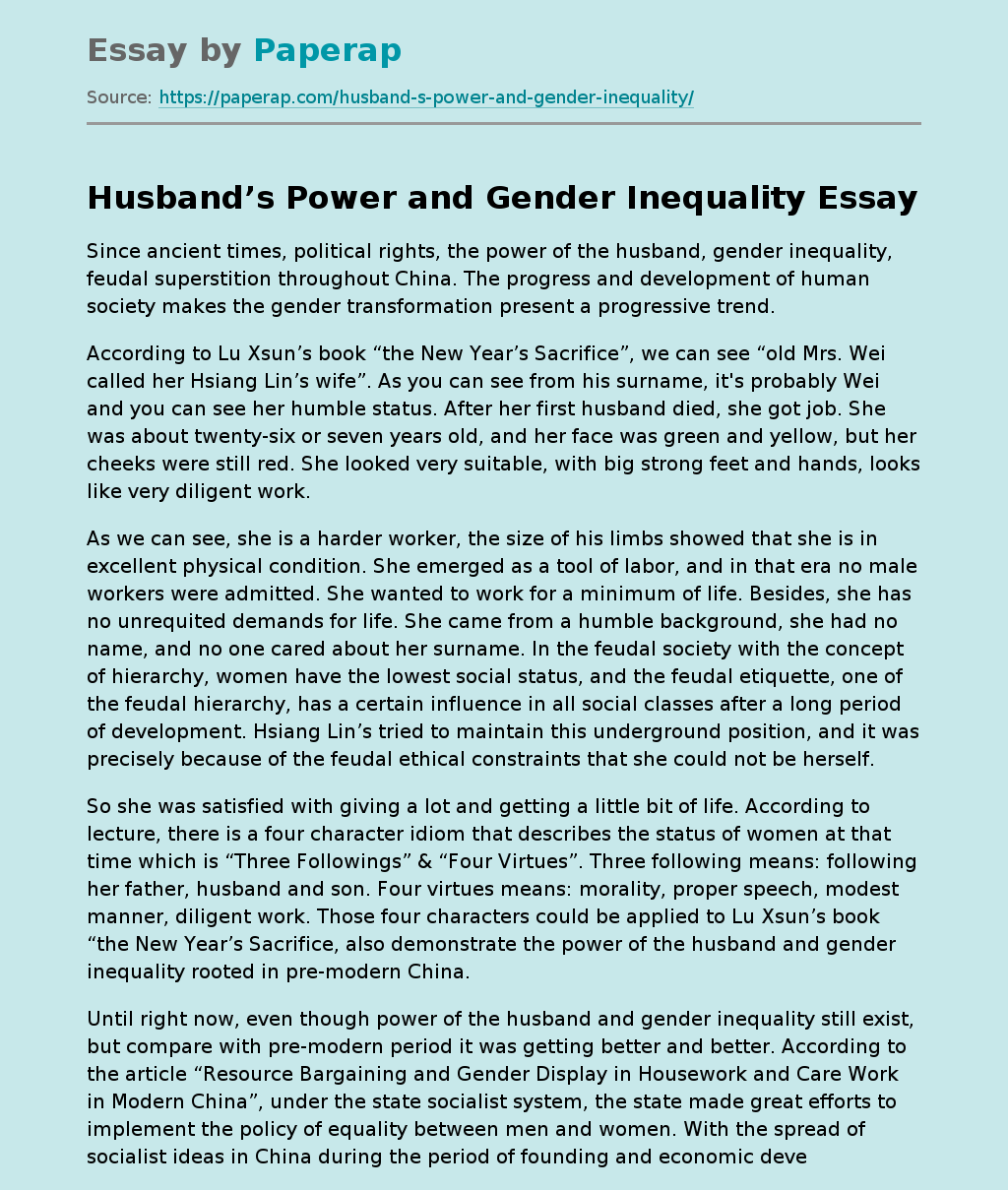 Husband’s Power and Gender Inequality