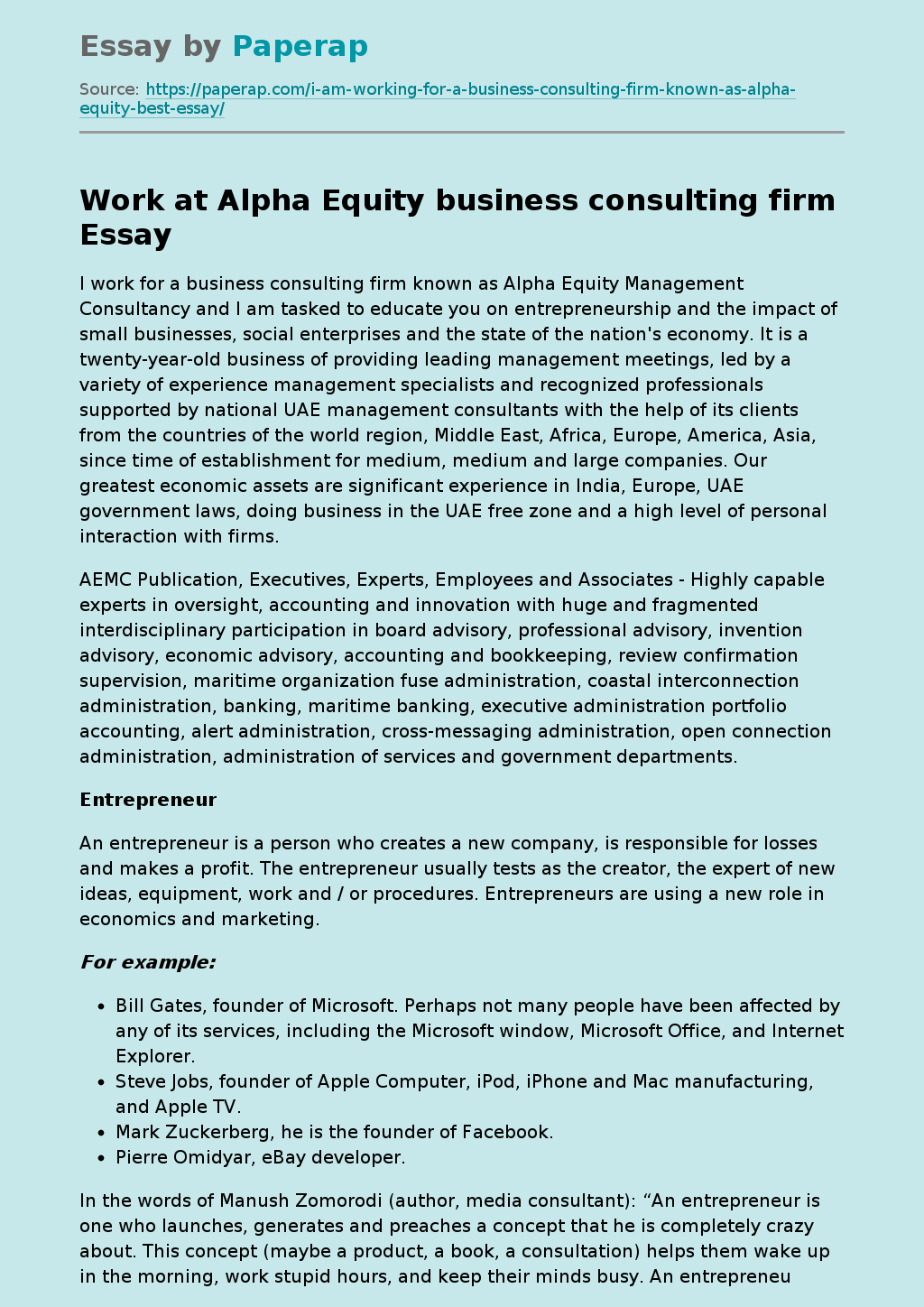 Work at Alpha Equity business consulting firm