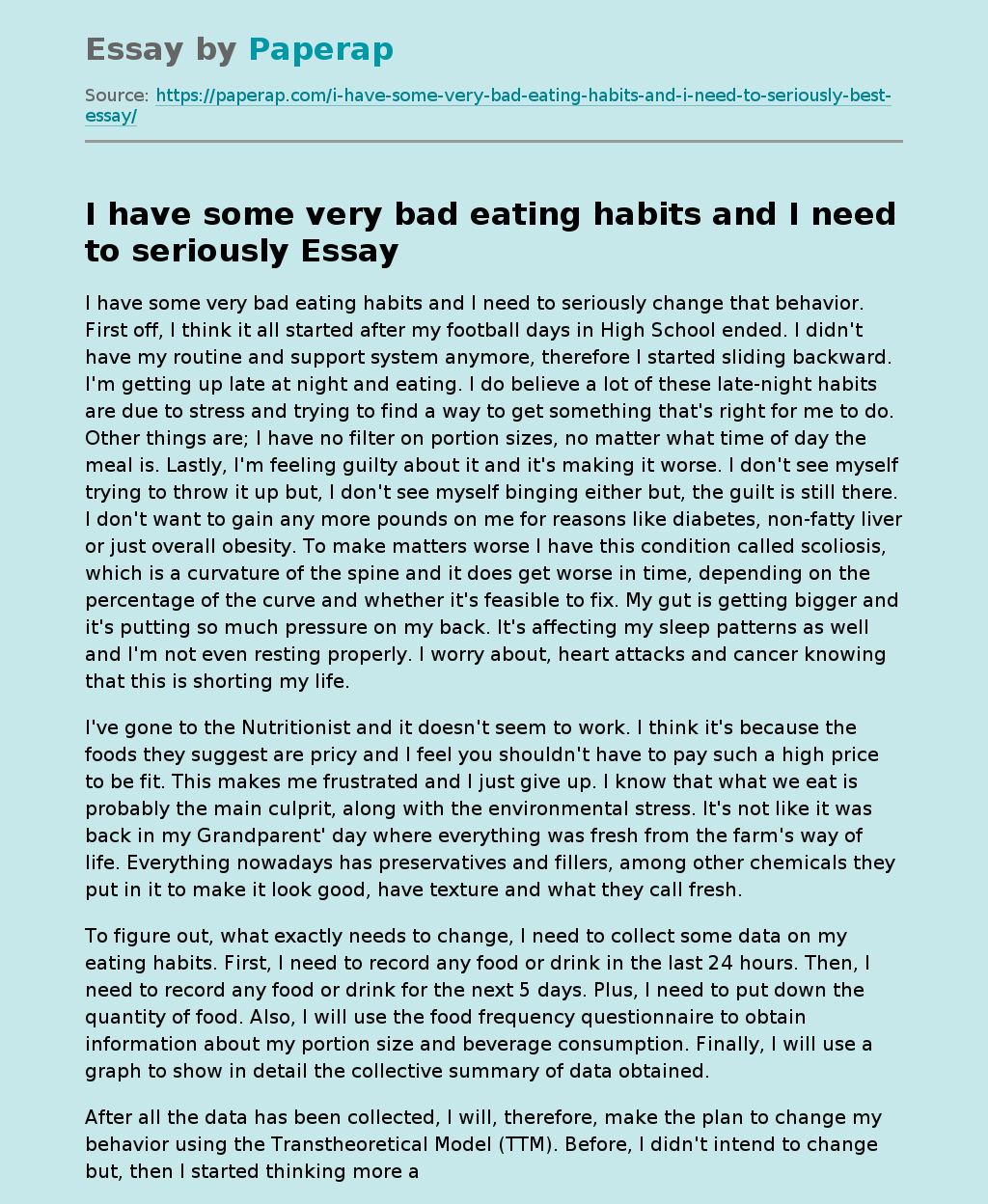 bad food habits essay
