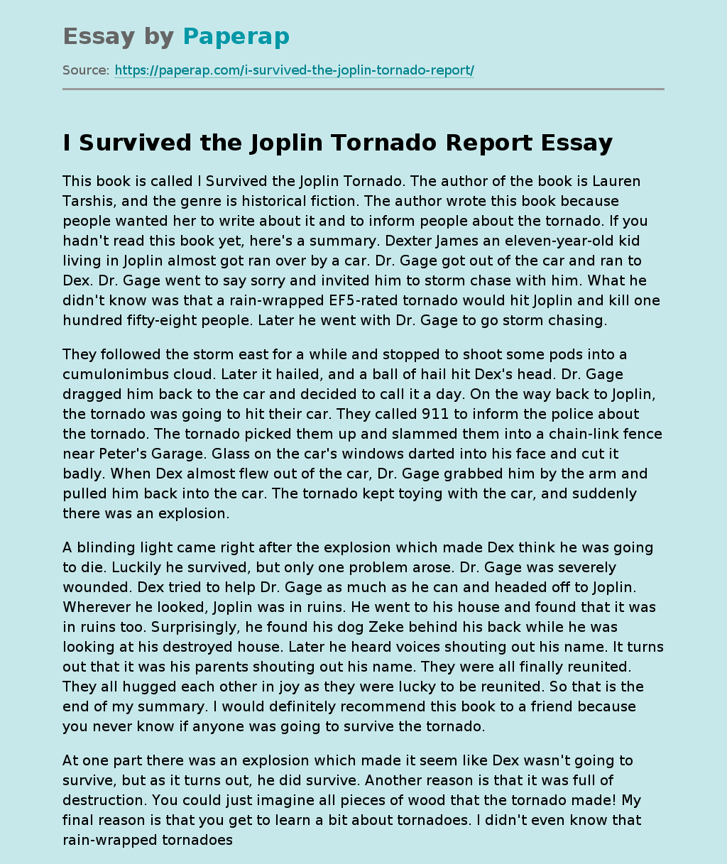 I Survived the Joplin Tornado Report