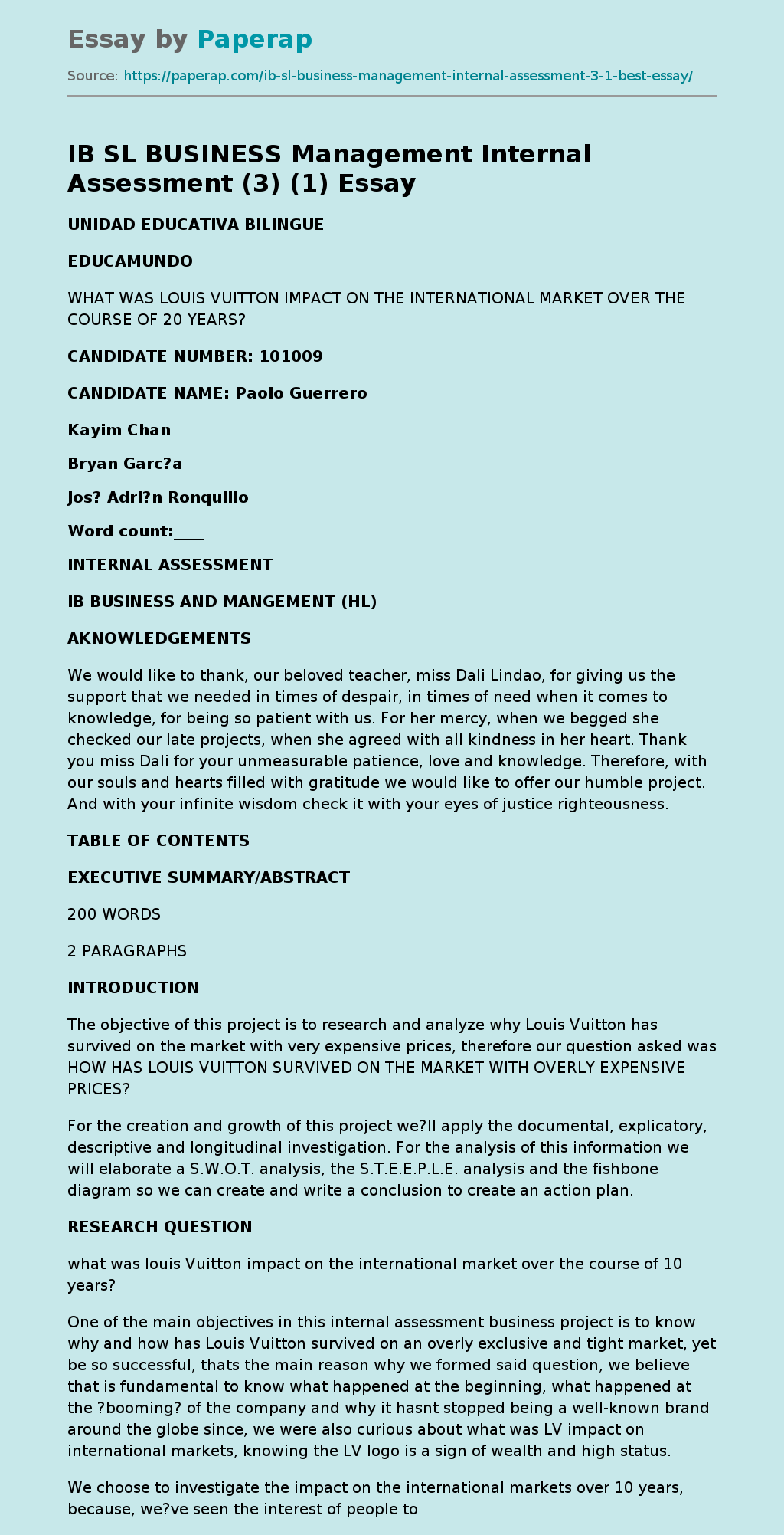 IB SL BUSINESS Management Internal Assessment (3) (1)