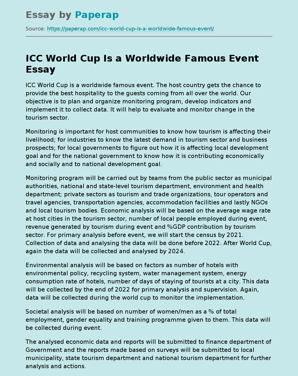 ICC World Cup Is a Worldwide Famous Event