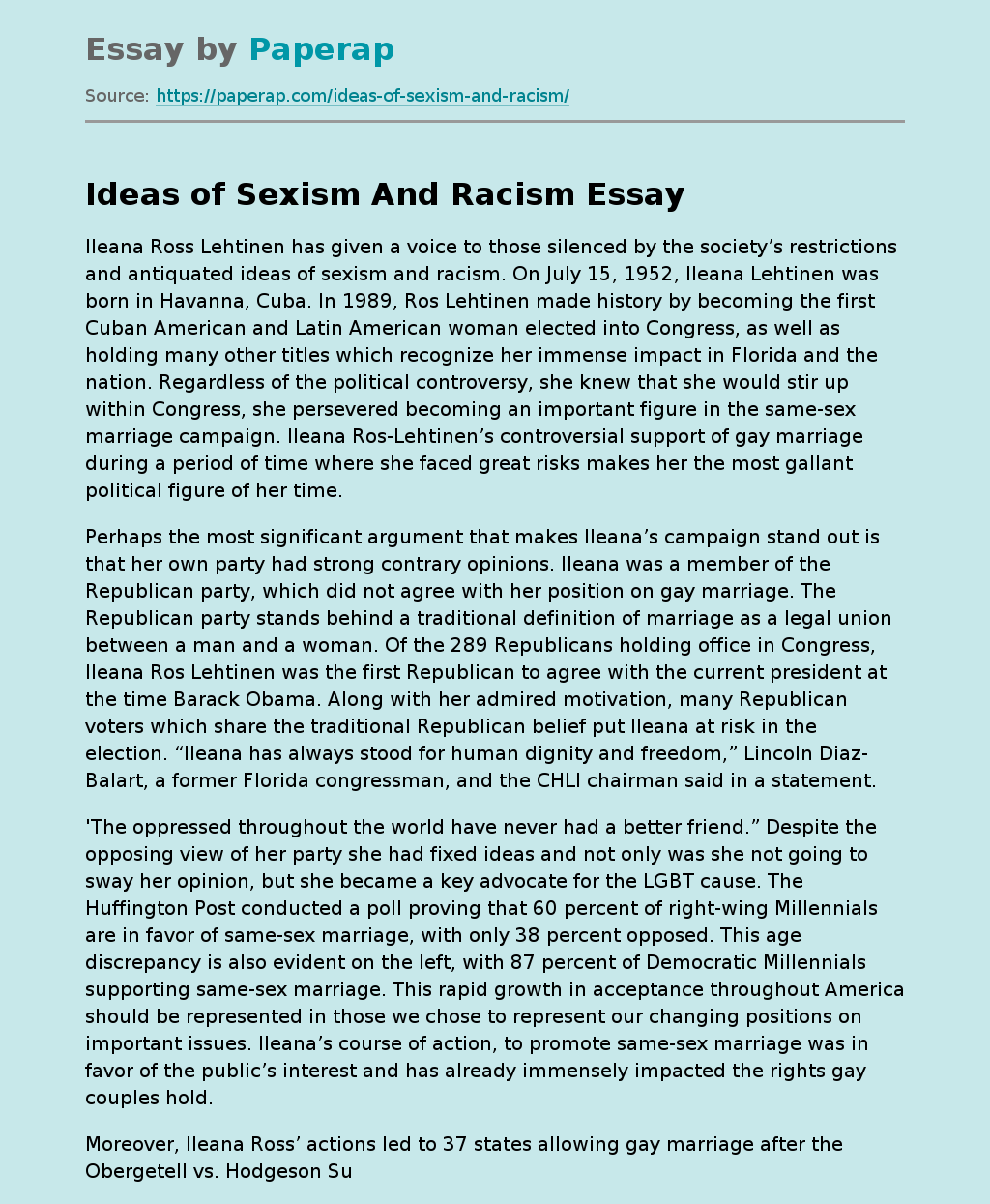 Ideas of Sexism And Racism