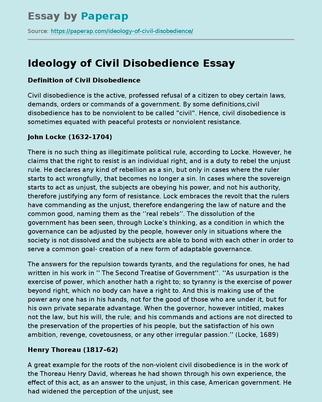 Ideology of Civil Disobedience