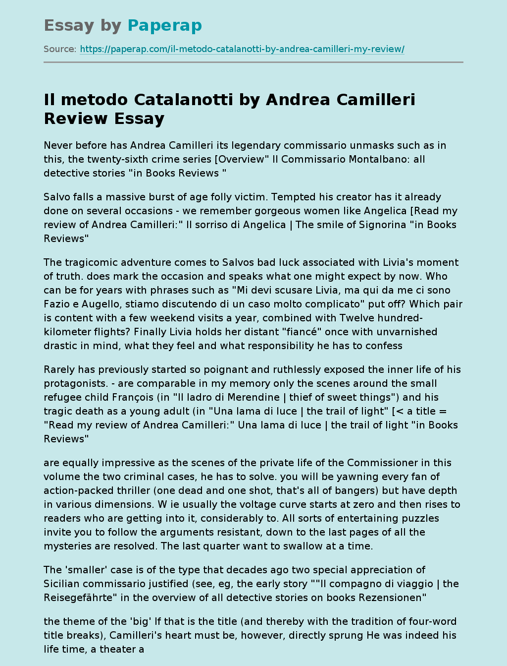 Il metodo Catalanotti by Andrea Camilleri Review
