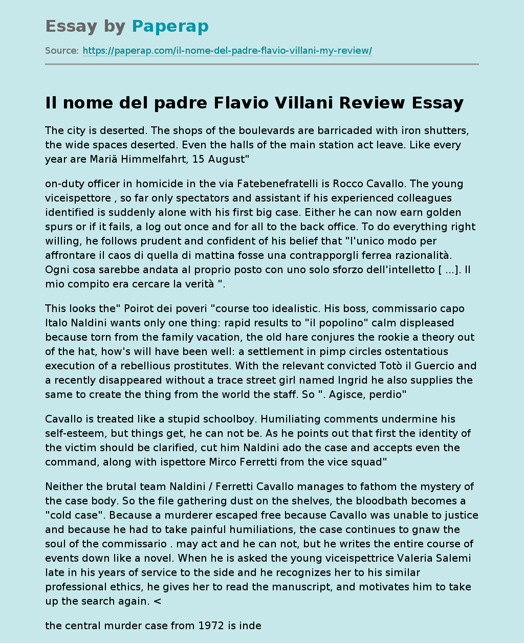 Il Nome del Padre Flavio Villani Review