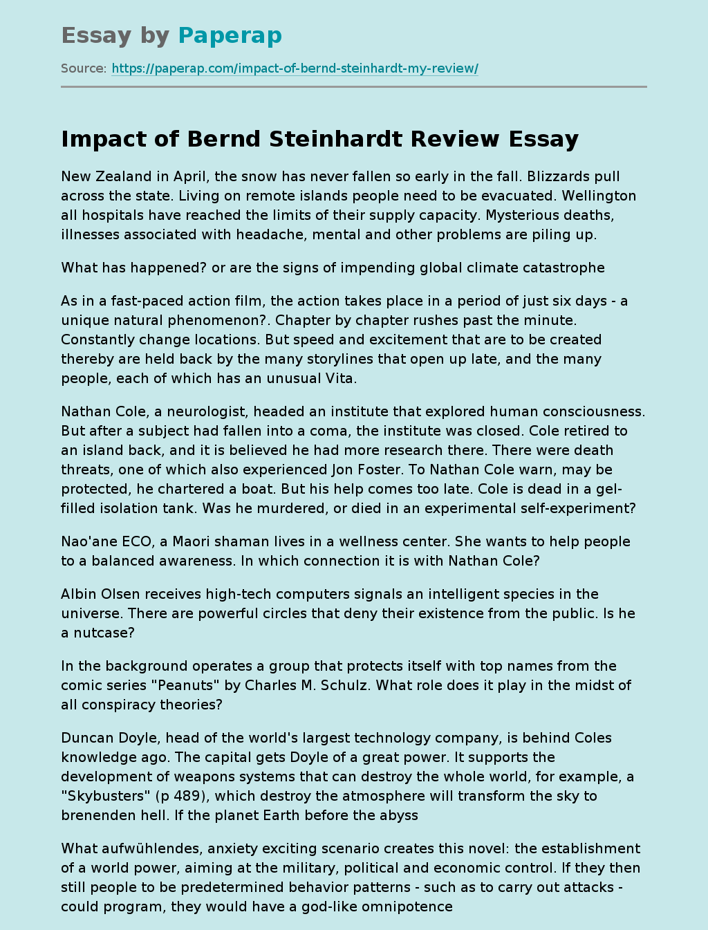Impact of Bernd Steinhardt Review
