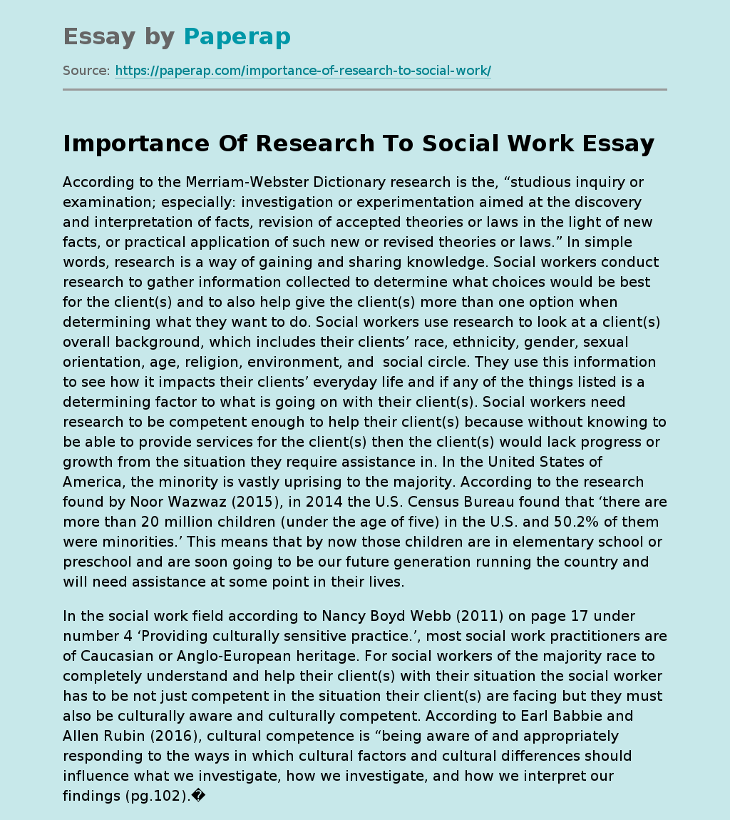 Importance Of Research To Social Work