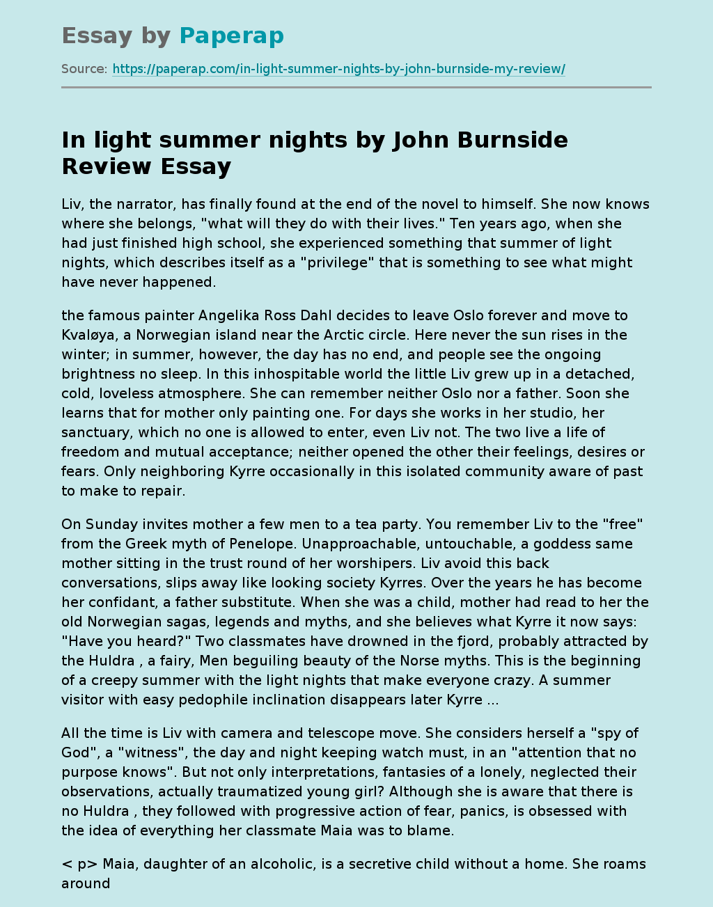 In Light Summer Nights By John Burnside Review
