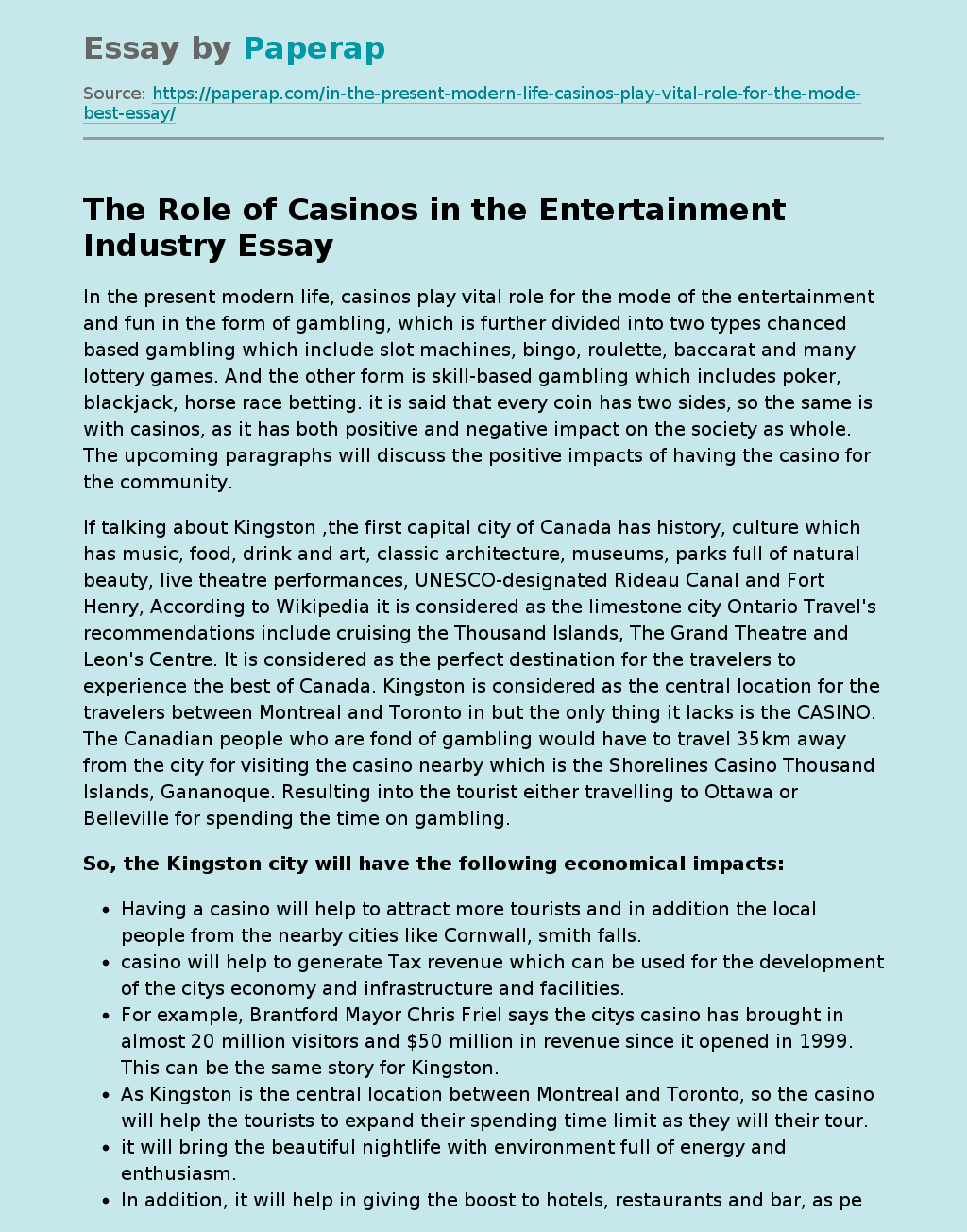The Role of Casinos in the Entertainment Industry