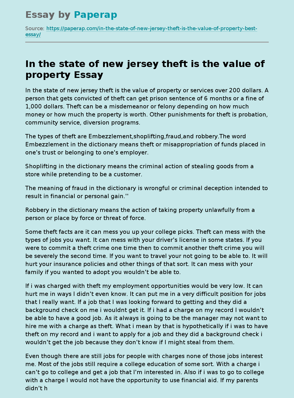 Theft Issue in New Jersey