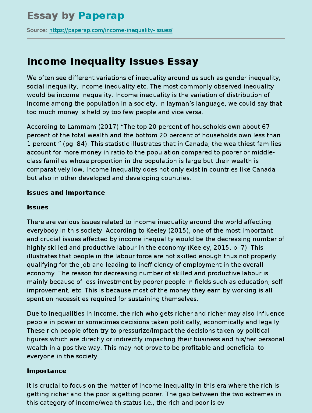 Income Inequality Issues