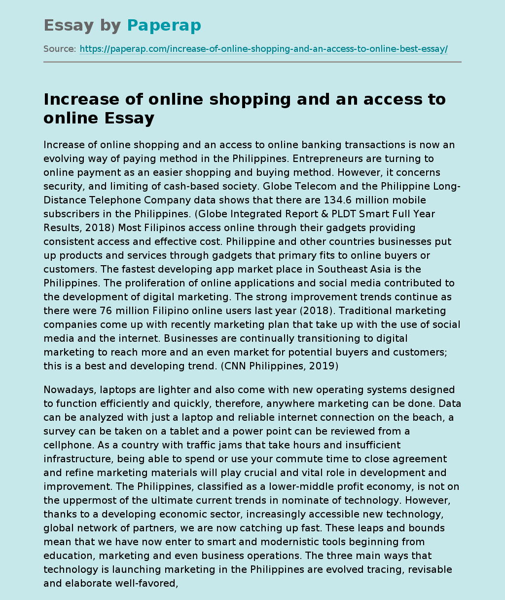 Increase of online shopping and an access to online