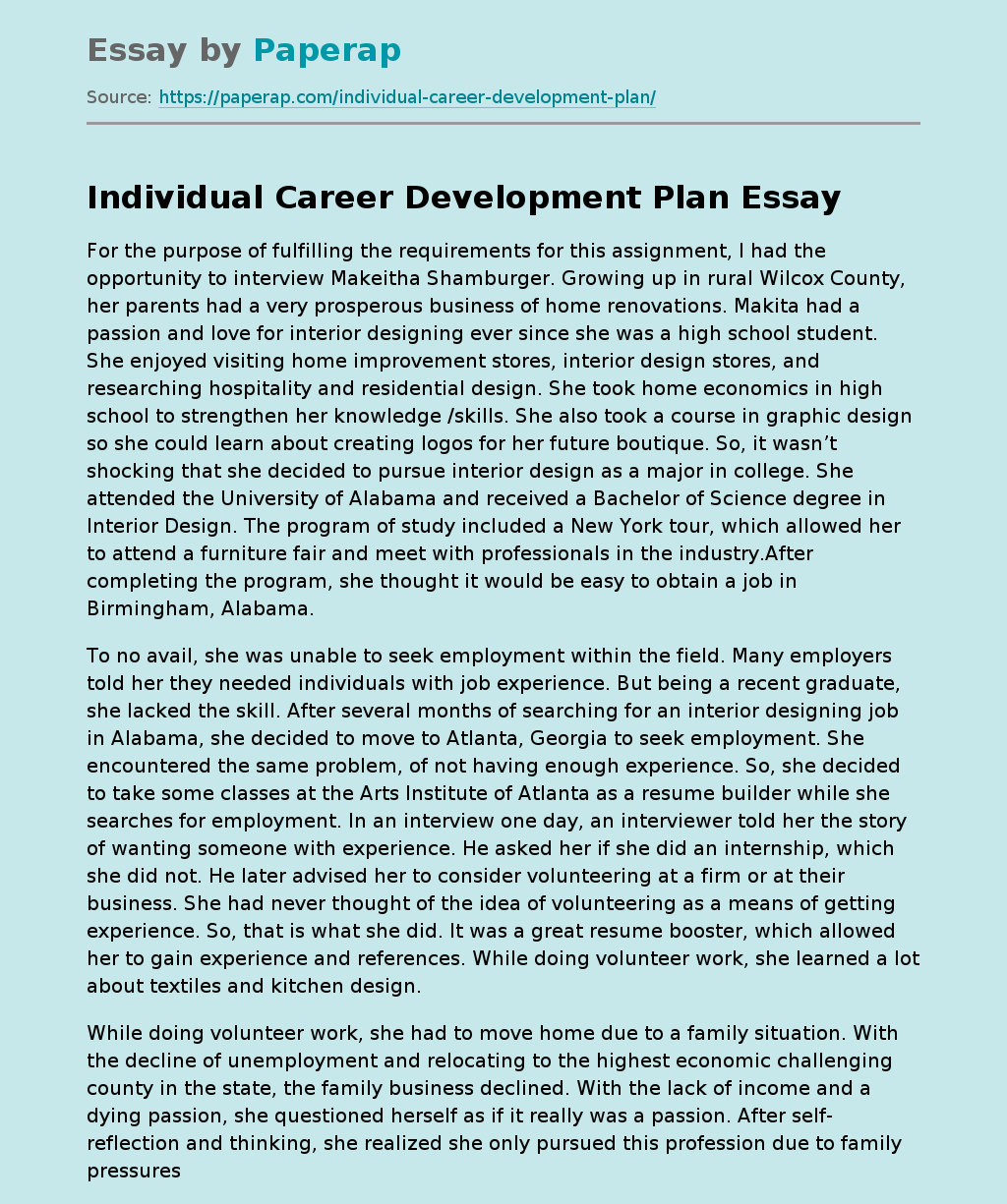 Individual Career Development Plan