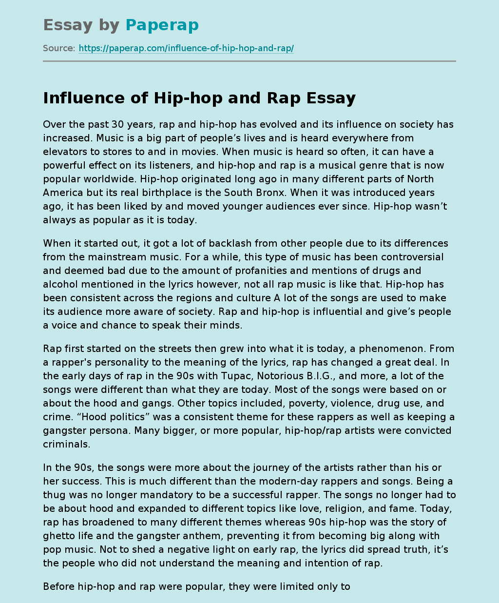 hip hop introduction essay