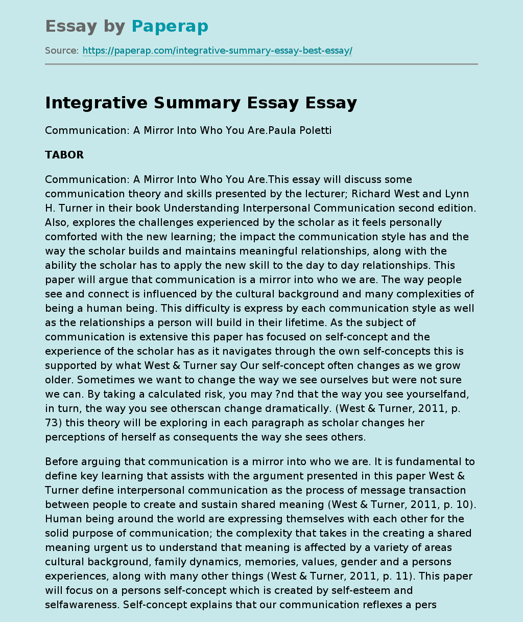 Integrative Summary Essay