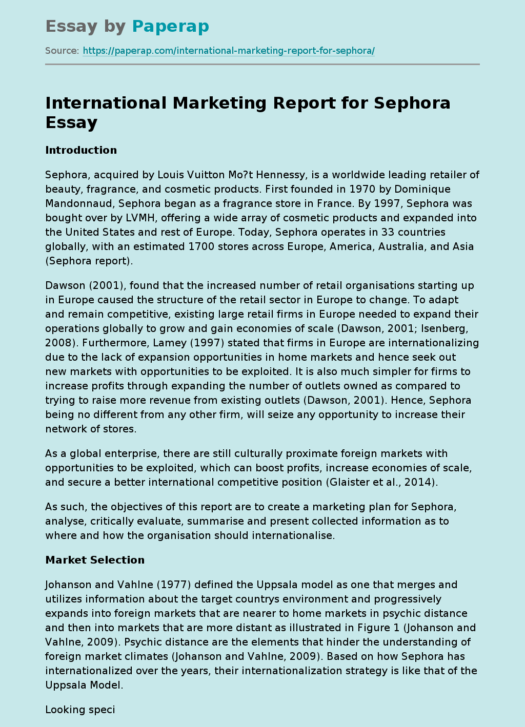 International Marketing Report for Sephora