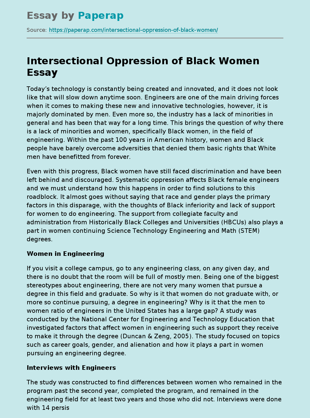 Intersectional Oppression of Black Women