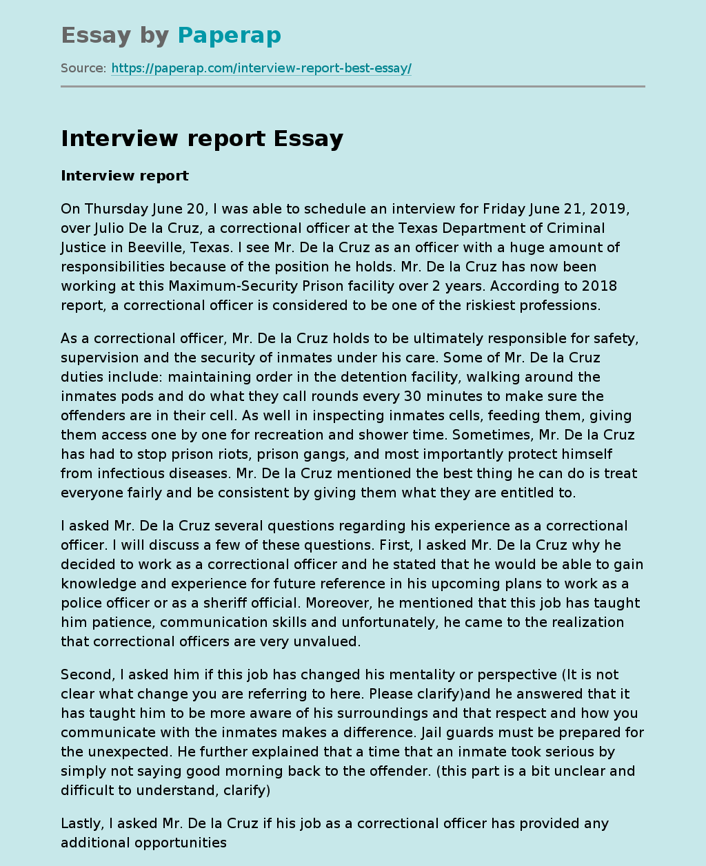 Interview report