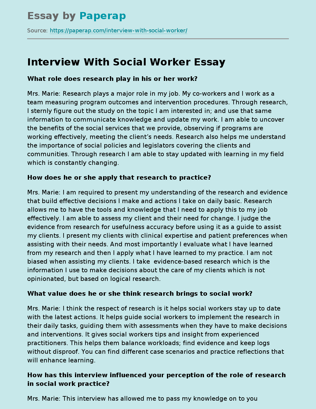 Interview With Social Worker