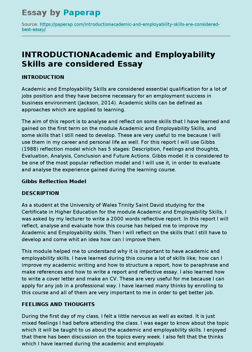 INTRODUCTIONAcademic and Employability Skills are considered