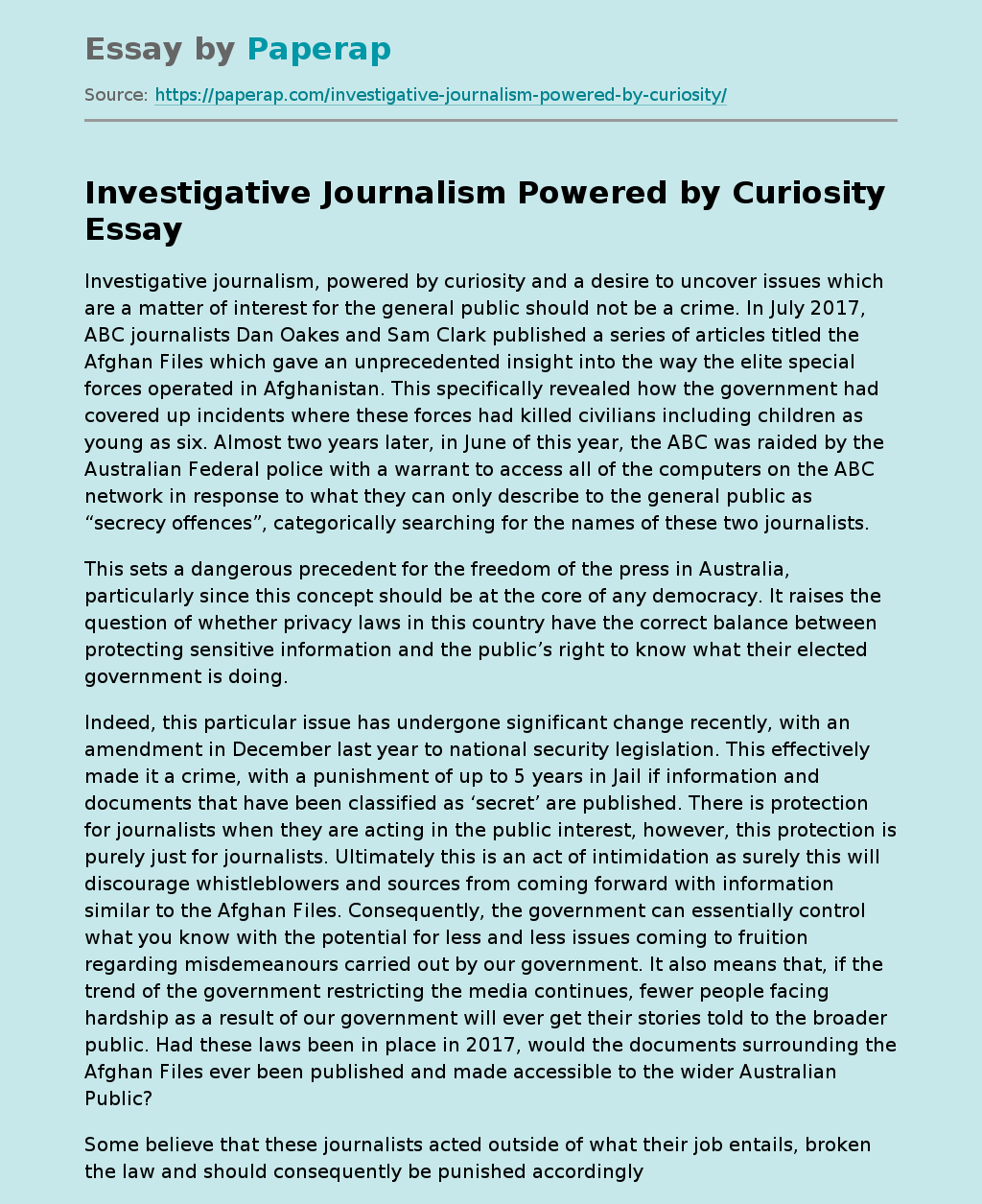 Investigative Journalism Powered by Curiosity