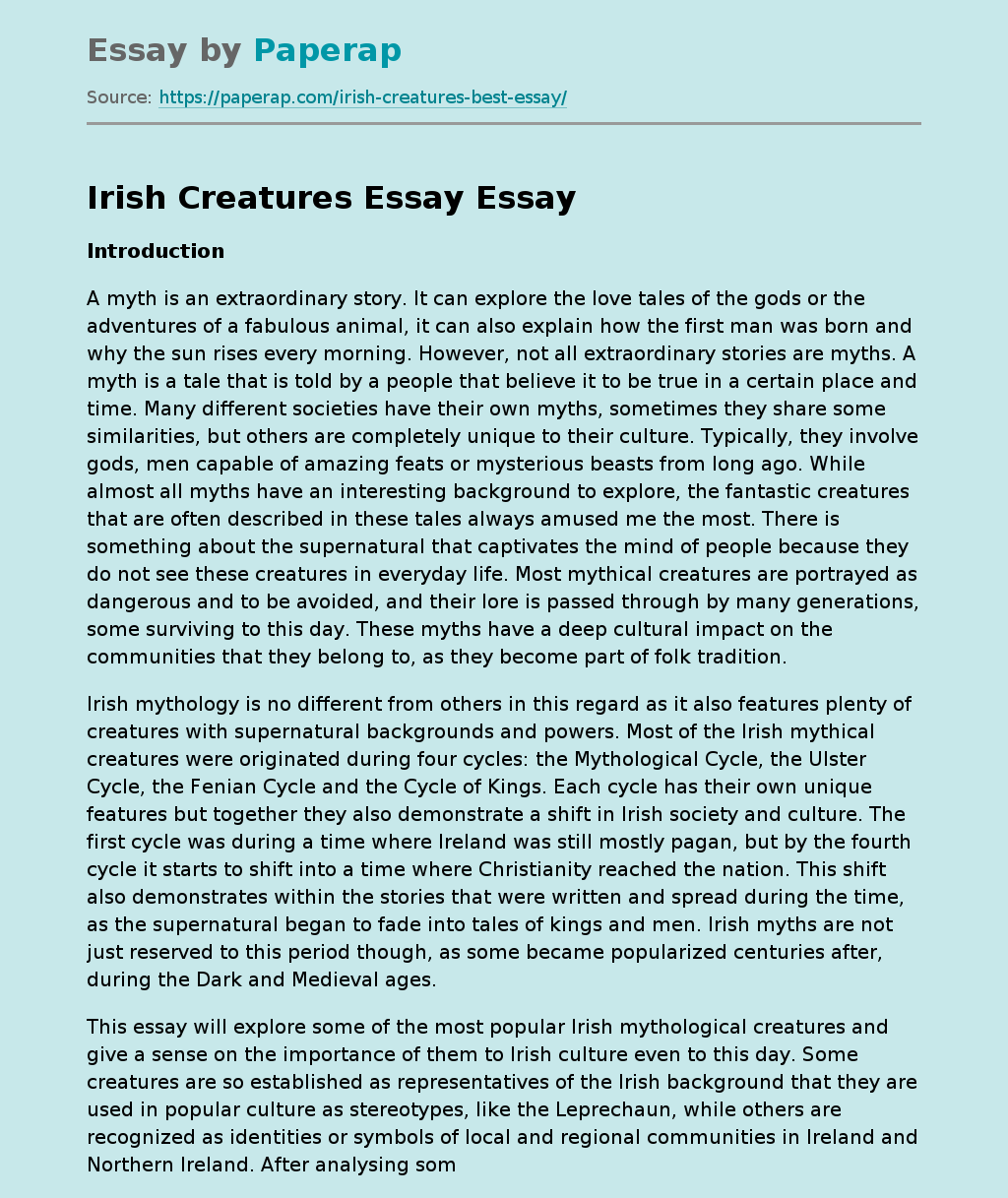 Irish Creatures Essay