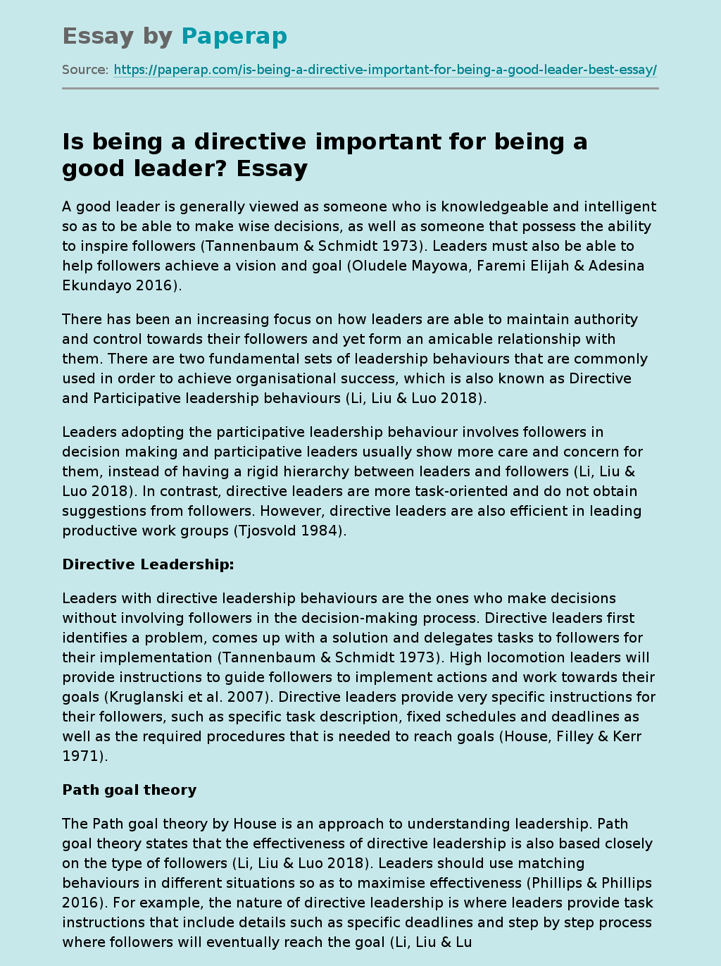Is being a directive important for being a good leader?