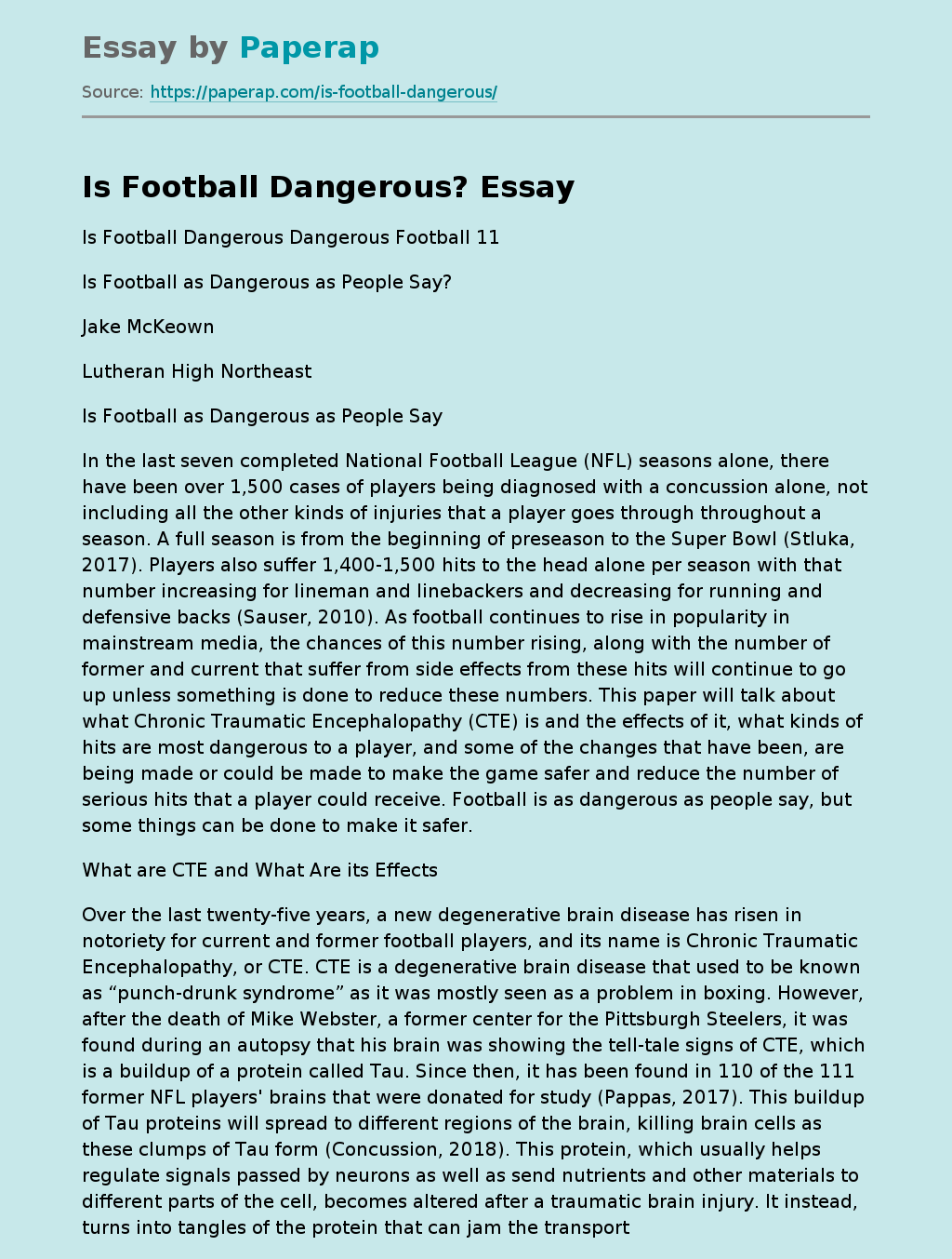 Is Football Dangerous?