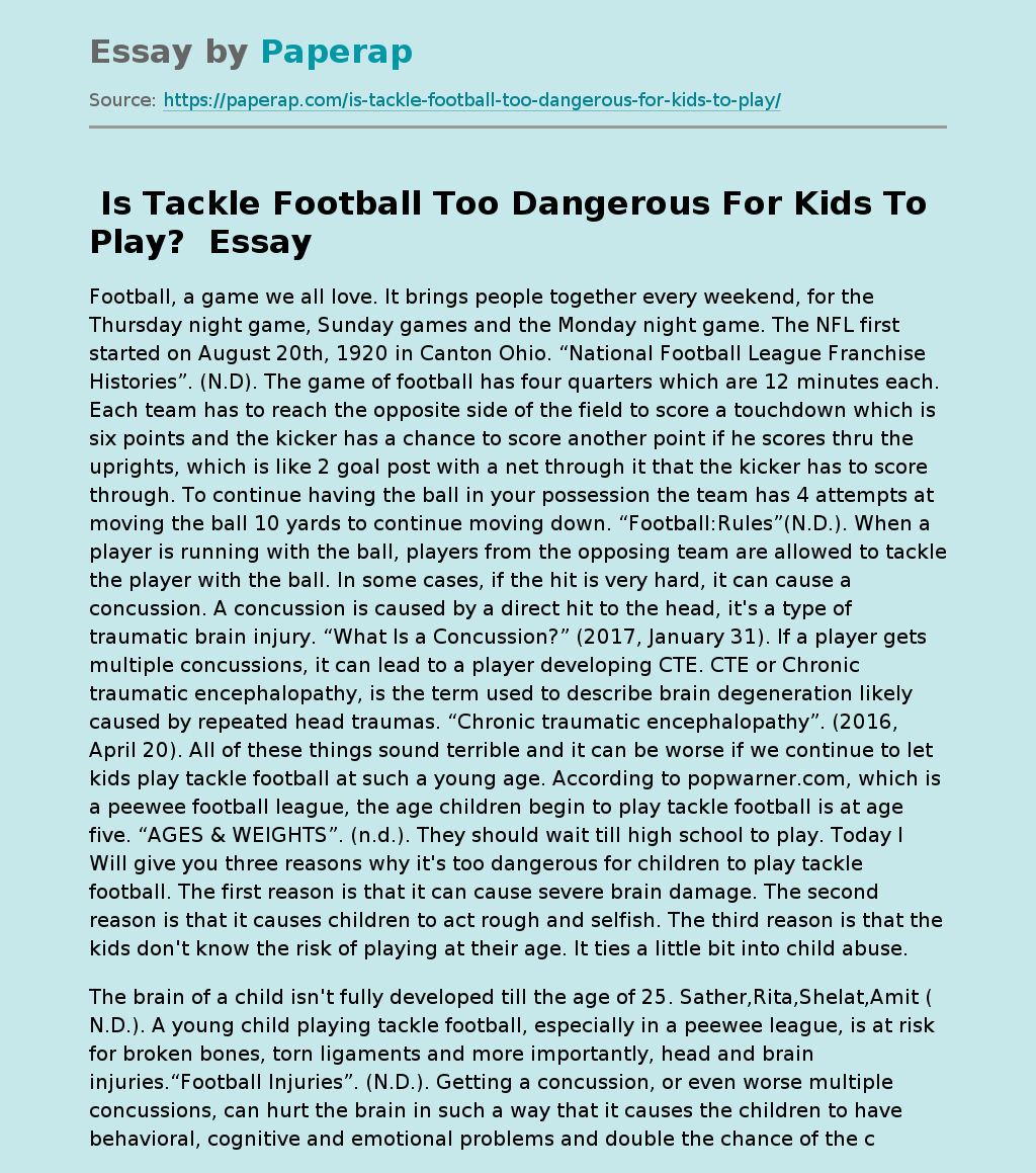  Is Tackle Football Too Dangerous For Kids To Play? 