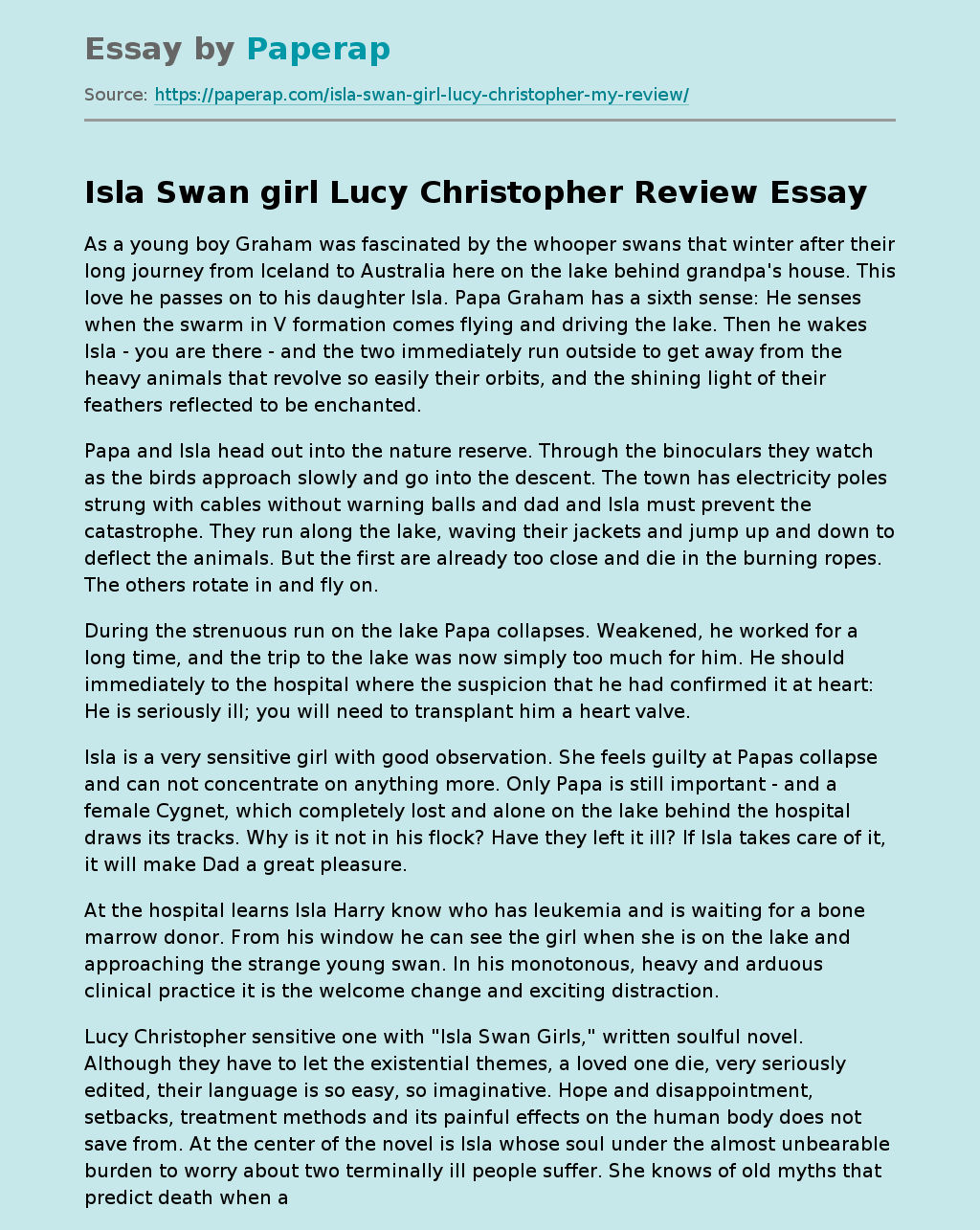 Isla Swan girl Lucy Christopher Review