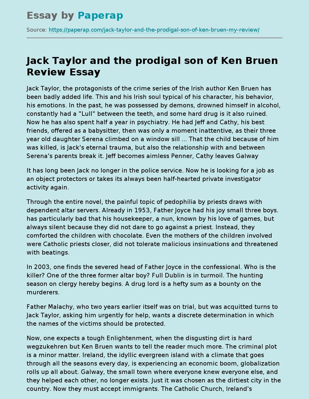 Jack Taylor and the prodigal son of Ken Bruen Review