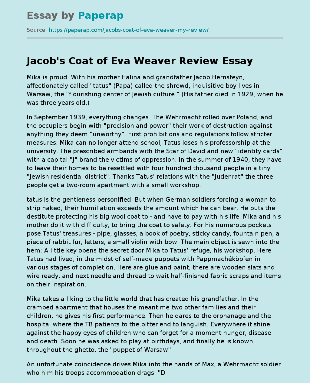 "Jacob's Coat" by Eva Weaver