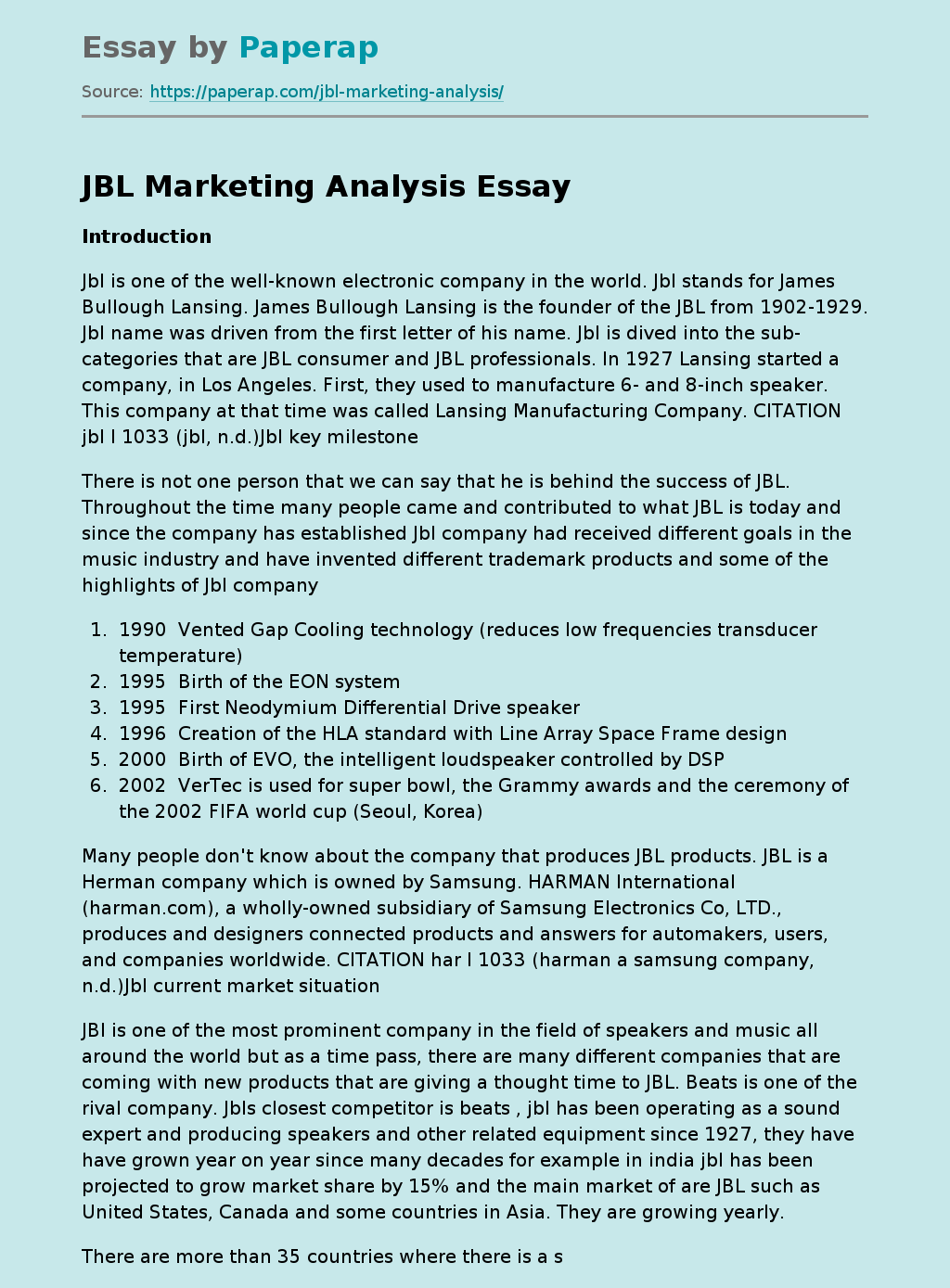 JBL Marketing Analysis
