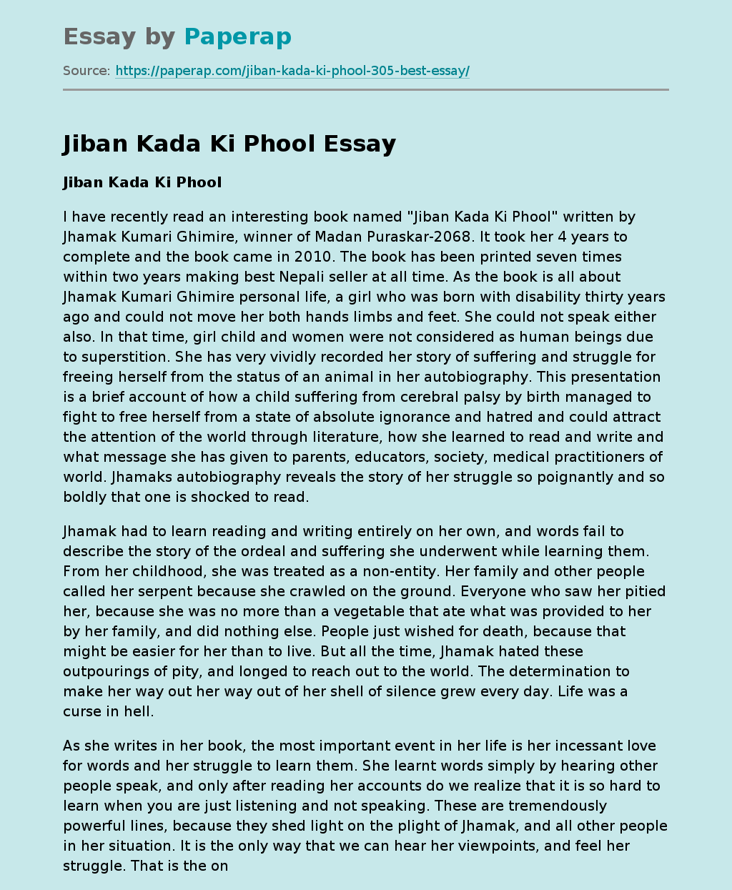 Jiban Kada KI Phul Written by Jamak Kumari Ghimire