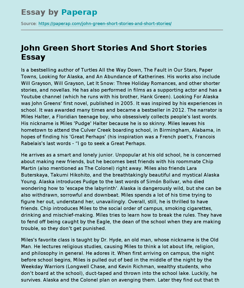 John Green Short Stories And Short Stories
