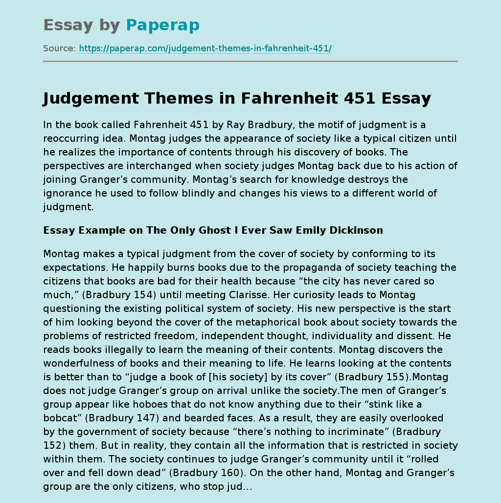Judgement Themes in Fahrenheit 451