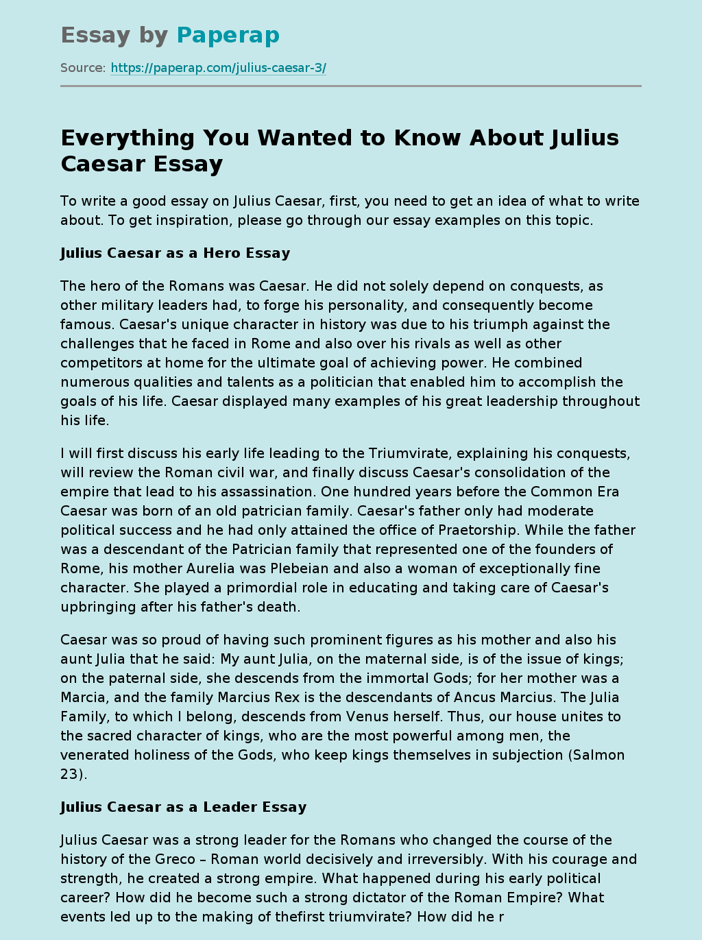 Everything You Wanted to Know About Julius Caesar