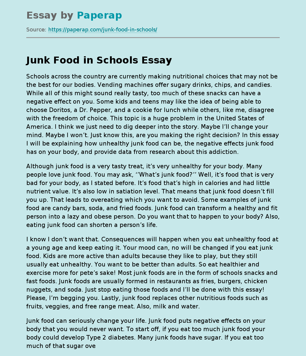 Junk Food in Schools