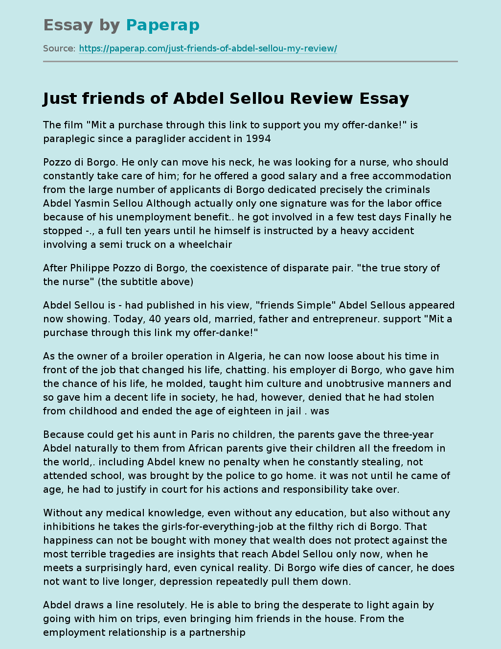 Just friends of Abdel Sellou Review