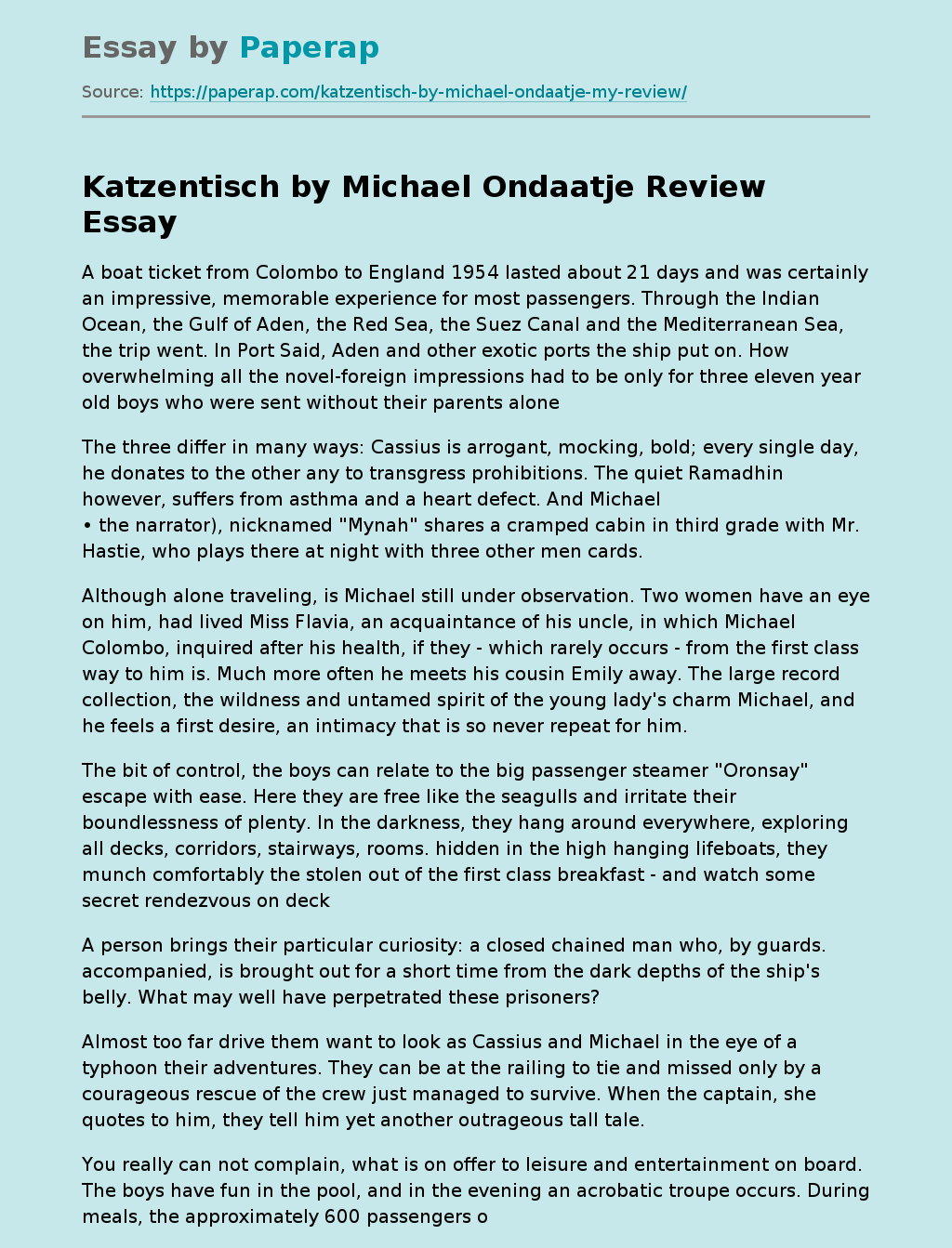“Cat Table” by Michael Ondaatje